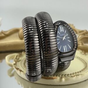 Serpenti Wrap Bracelet Watch – Black-Gray Tone / Dark Blue Dial ✨